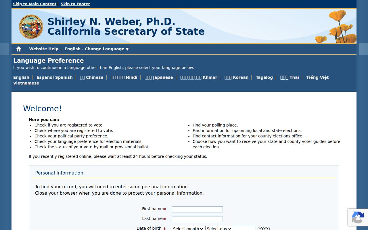 Highland residents directory California voter status lookup