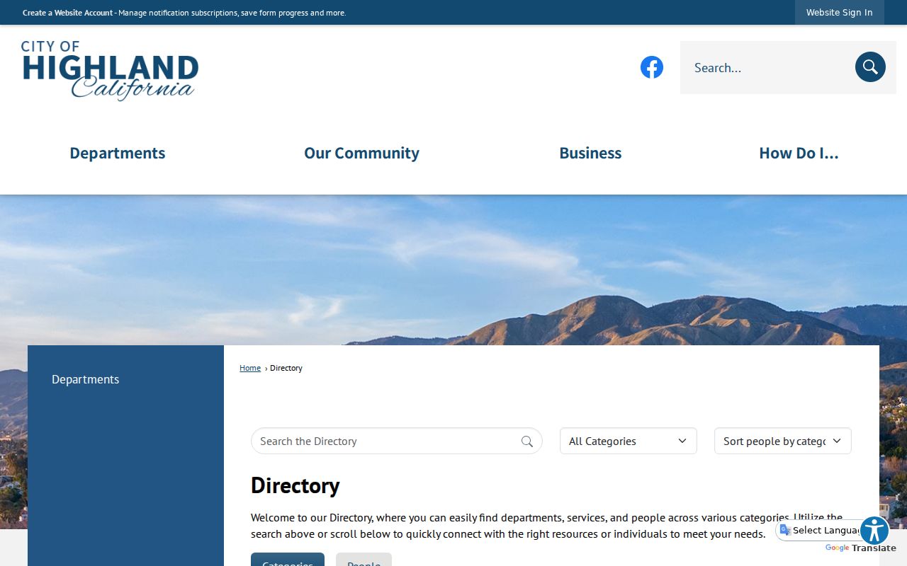 Highland neighbors city staff directory