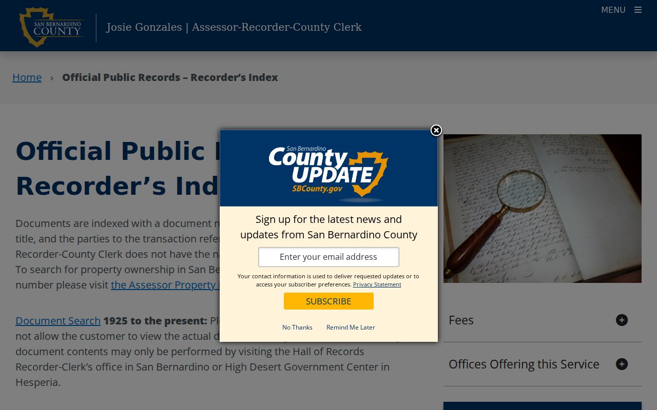 Highland street directory official records index